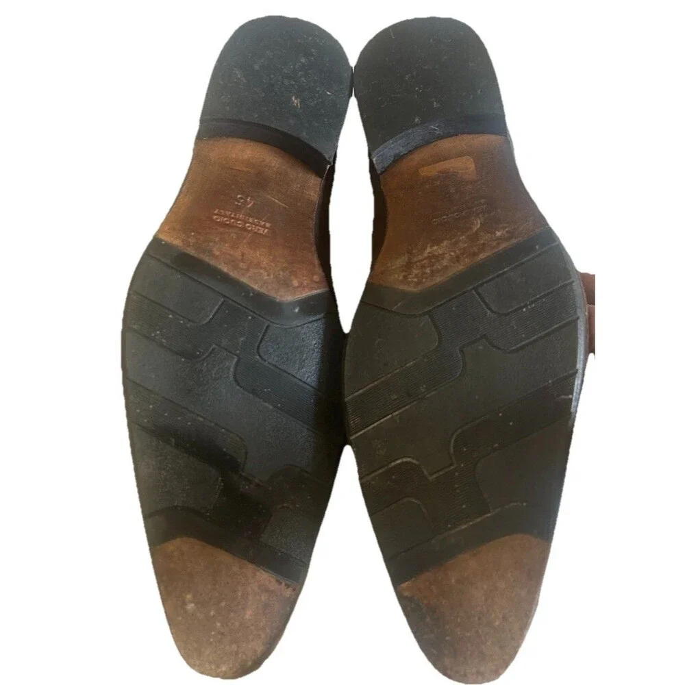 Purouomo Italian Mens EU 45 Suede Brown Wingtip Pointed Toe Dress Shoes Italy